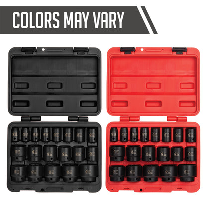 1/2" DRIVE SAE 6 POINT STANDARD 19-PIECE IMPACT SOCKET SET