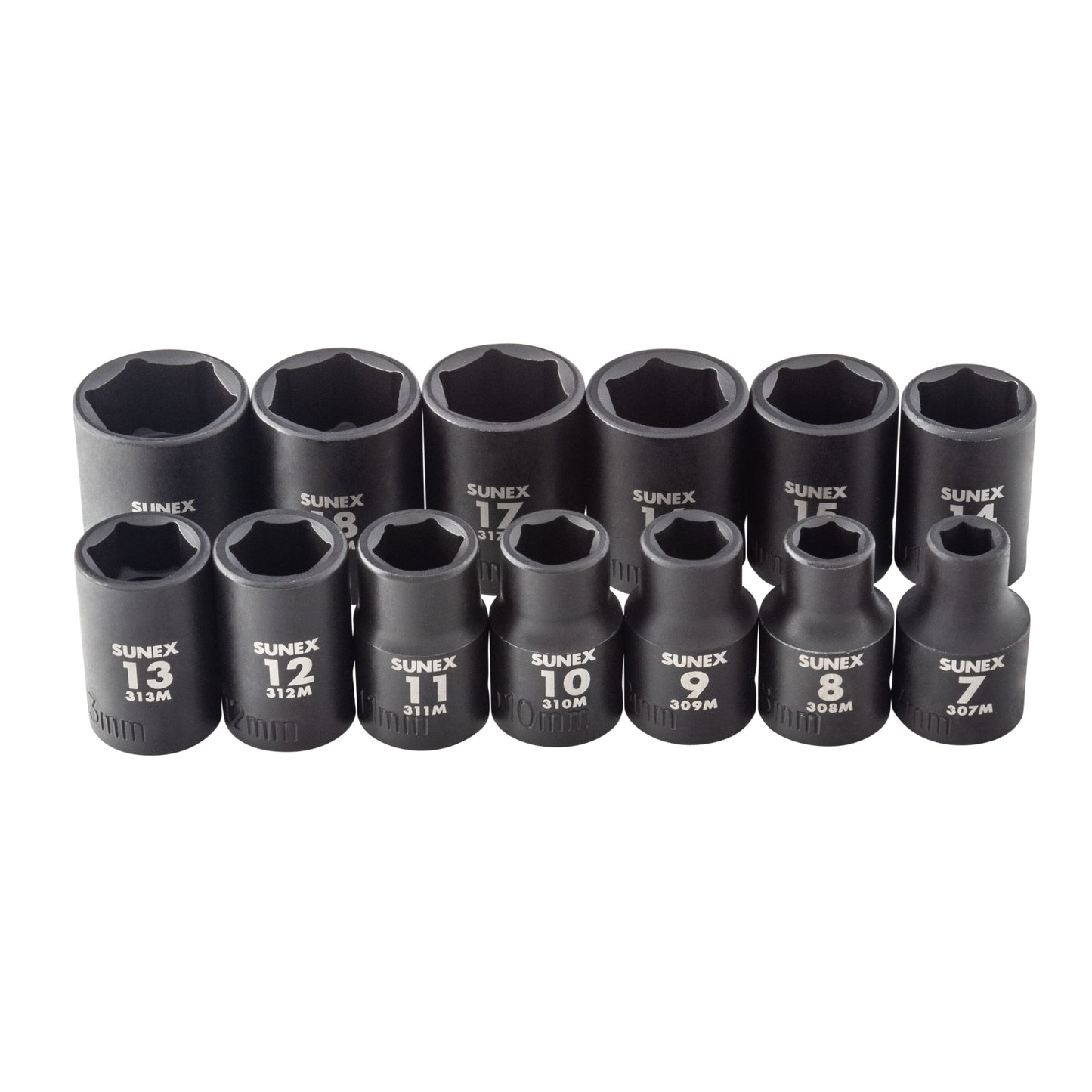 3/8" DRIVE METRIC 6 POINT STANDARD 13-PIECE IMPACT SOCKET SET