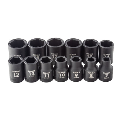 3/8" DRIVE METRIC 6 POINT STANDARD 13-PIECE IMPACT SOCKET SET