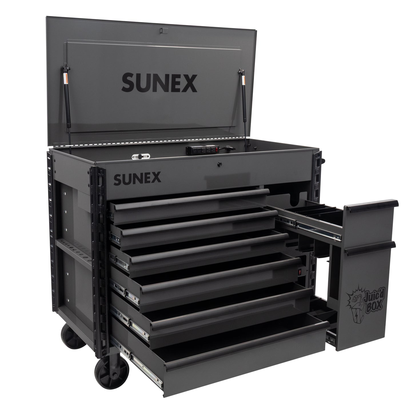 JUIC’D BOX 50" 7 DRAWER POWERED CART – GRAY