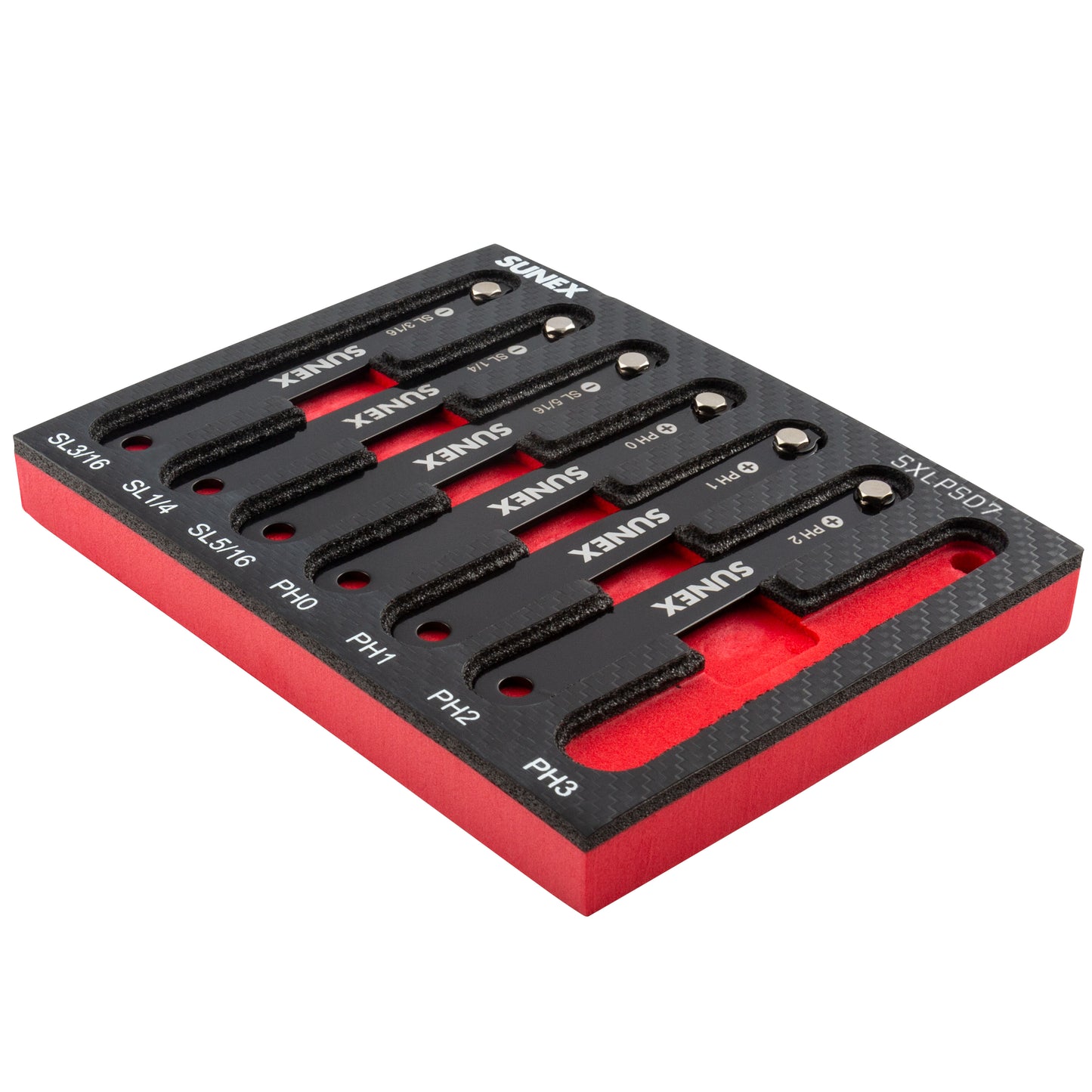 LOW PROFILE DIAMOND COATED PHILLIPS® & SLOTTED 7 PIECE SCREWDRIVER SET IN EVA FOAM