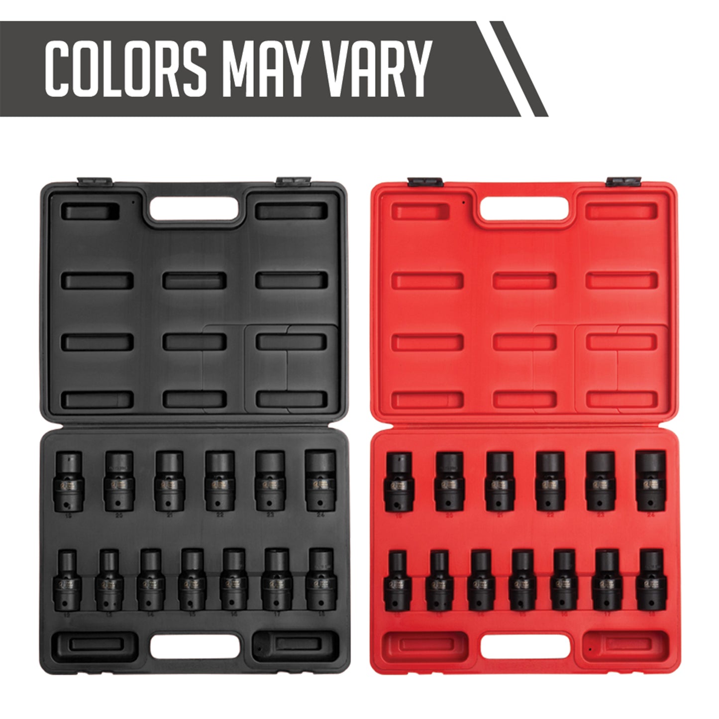 1/2" DRIVE METRIC 6 POINT STANDARD UNIVERSAL 13-PIECE IMPACT SOCKET SET