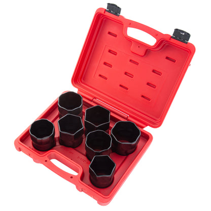 1/2" DRIVE SAE & METRIC WHEEL BEARING LOCKNUT 7-PIECE SOCKET SET