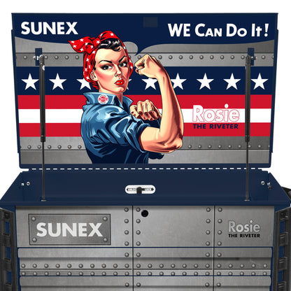 ROSIE THE RIVETER – 39" 6 DRAWER PREMIUM SERVICE CART – BLUE