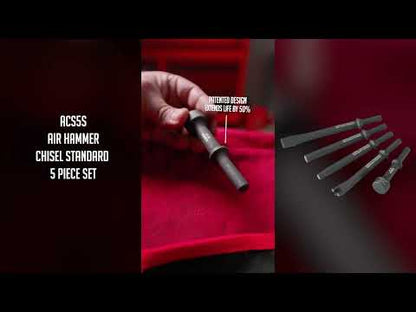 AIR HAMMER CHISEL STANDARD 5 PIECE SET IN PORTABLE TOOL ROLL