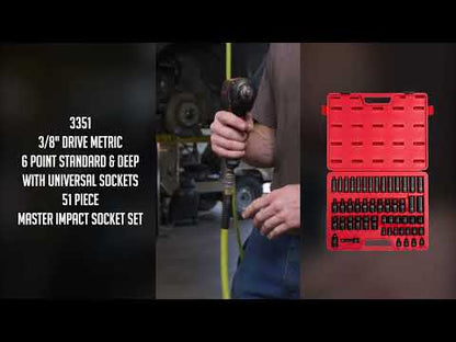 3/8" DRIVE METRIC 6 POINT STANDARD & DEEP WITH UNIVERSAL SOCKETS 51-PIECE MASTER IMPACT SOCKET SET