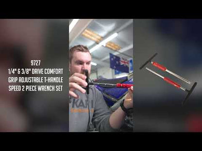 1/4" AND 3/8" DRIVE COMFORT GRIP ADJUSTABLE T-HANDLE SPEEDER 2 PIECE WRENCH SET