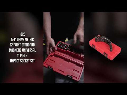 1/4" DRIVE METRIC 12 POINT MAGNETIC UNIVERSAL 11-PIECE IMPACT SOCKET SET