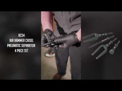 AIR HAMMER CHISEL PNEUMATIC SEPARATOR 4 PIECE SET IN PORTABLE TOOL ROLL