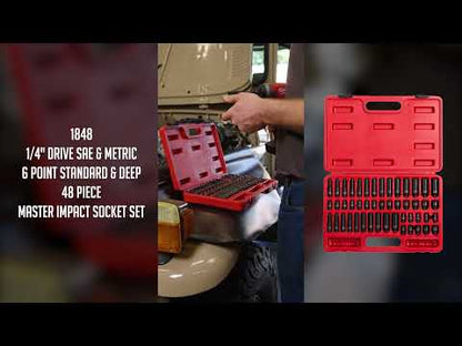 1/4" DRIVE SAE & METRIC 6 POINT STANDARD & DEEP 48-PIECE MASTER IMPACT SOCKET SET