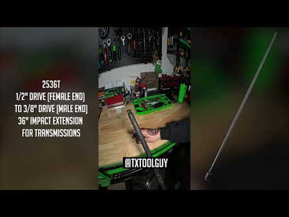 1/2" DRIVE (FEMALE END) TO 3/8" DRIVE (MALE END) 36" IMPACT EXTENSION FOR TRANSMISSIONS