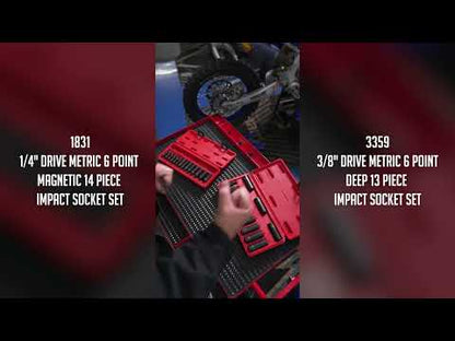 3/8" DRIVE METRIC 6 POINT DEEP 13-PIECE IMPACT SOCKET SET