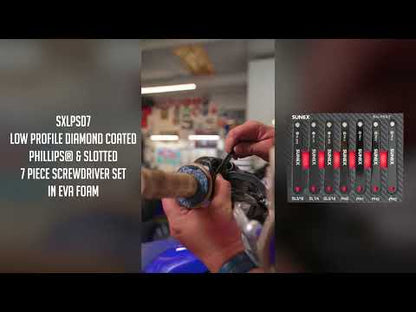 LOW PROFILE DIAMOND COATED PHILLIPS® & SLOTTED 7 PIECE SCREWDRIVER SET IN EVA FOAM