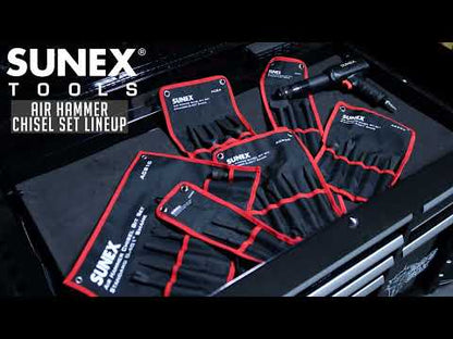 AIR HAMMER CHISEL 7” CUTTING 5 PIECE SET IN PORTABLE TOOL ROLL