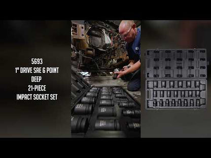 1" DRIVE SAE 6 POINT DEEP 21-PIECE IMPACT SOCKET SET