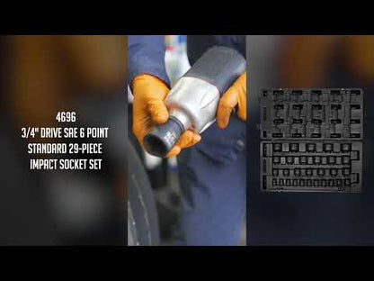 3/4" DRIVE SAE 6 POINT STANDARD 29-PIECE IMPACT SOCKET SET