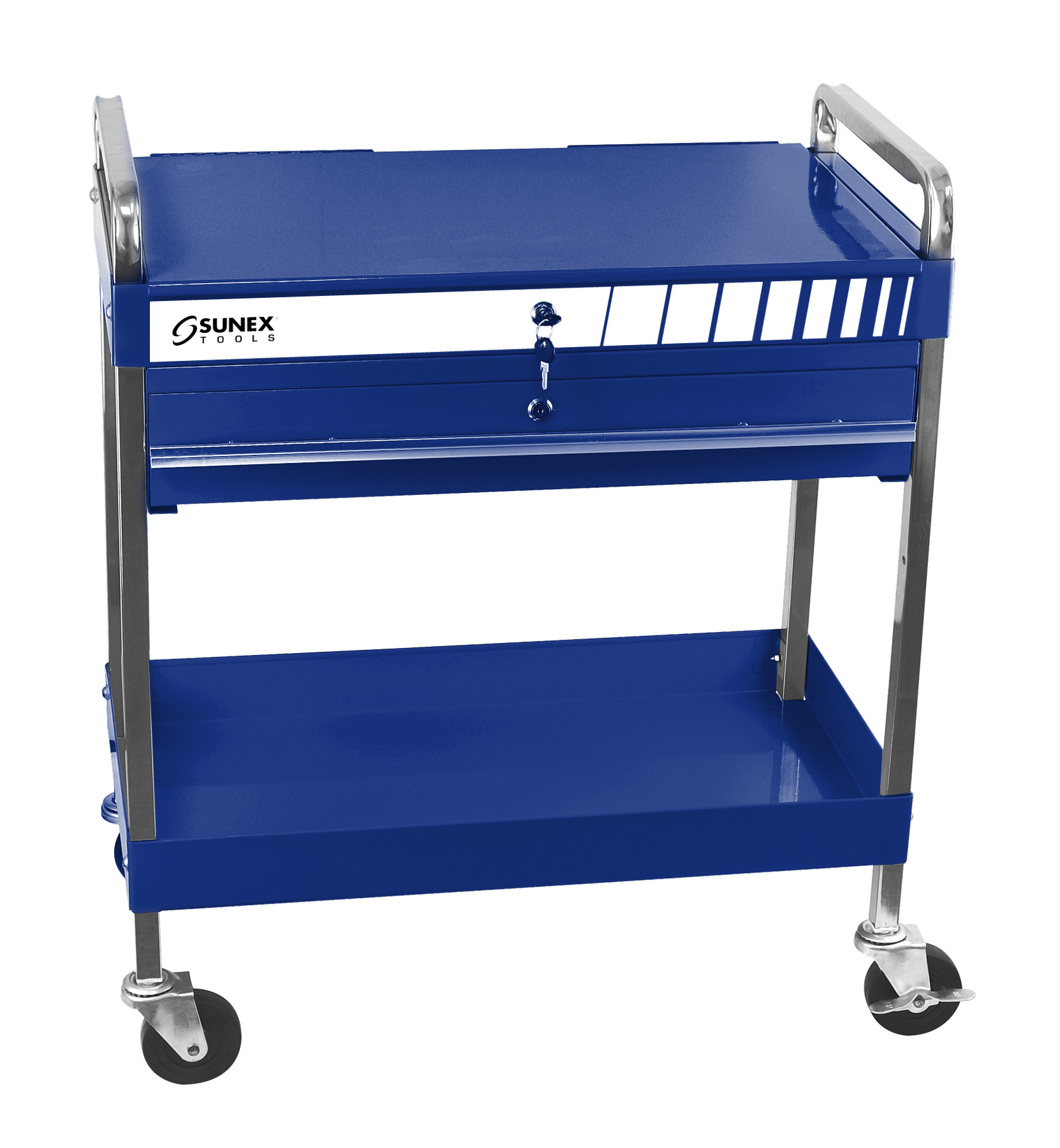 Service Cart with Locking Top w/ Locking Drawer – Blue