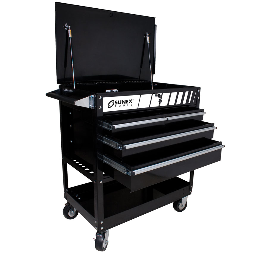 Premium 4 Drawer Service Cart – Black