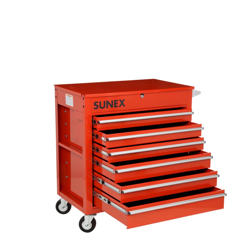 Premium Full Drawer Service Cart - Red - SUNEX Tools