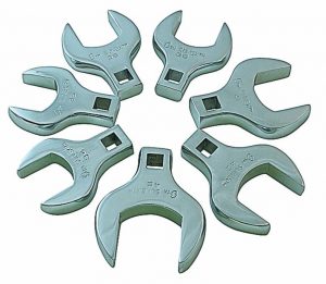 1/2" Dr. 7 Pc. Fully Polished Metric Jumbo Straight Crowfoot Wrench Set