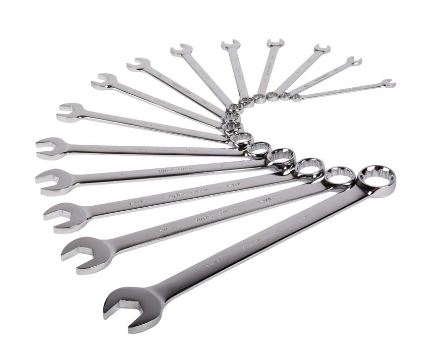 V-Groove SAE Full Polished Combination Wrench Set 14-Piece