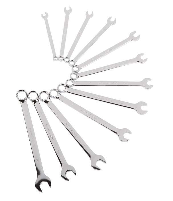 12 Pc. Fully Polished Metric V-Groove Combination Wrench Set