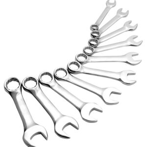 10 Pc. Fully Polished Metric Stubby Combination Wrench Set