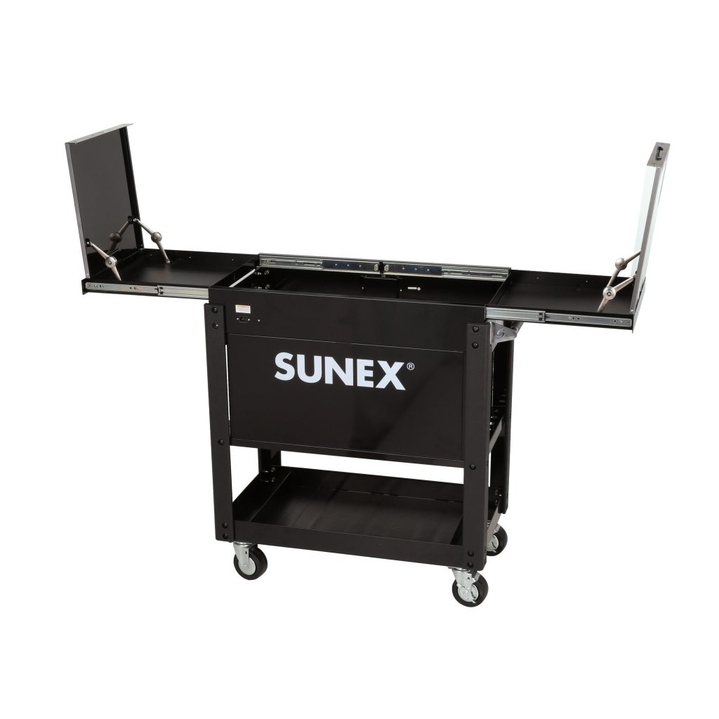 Slide top outlet service cart