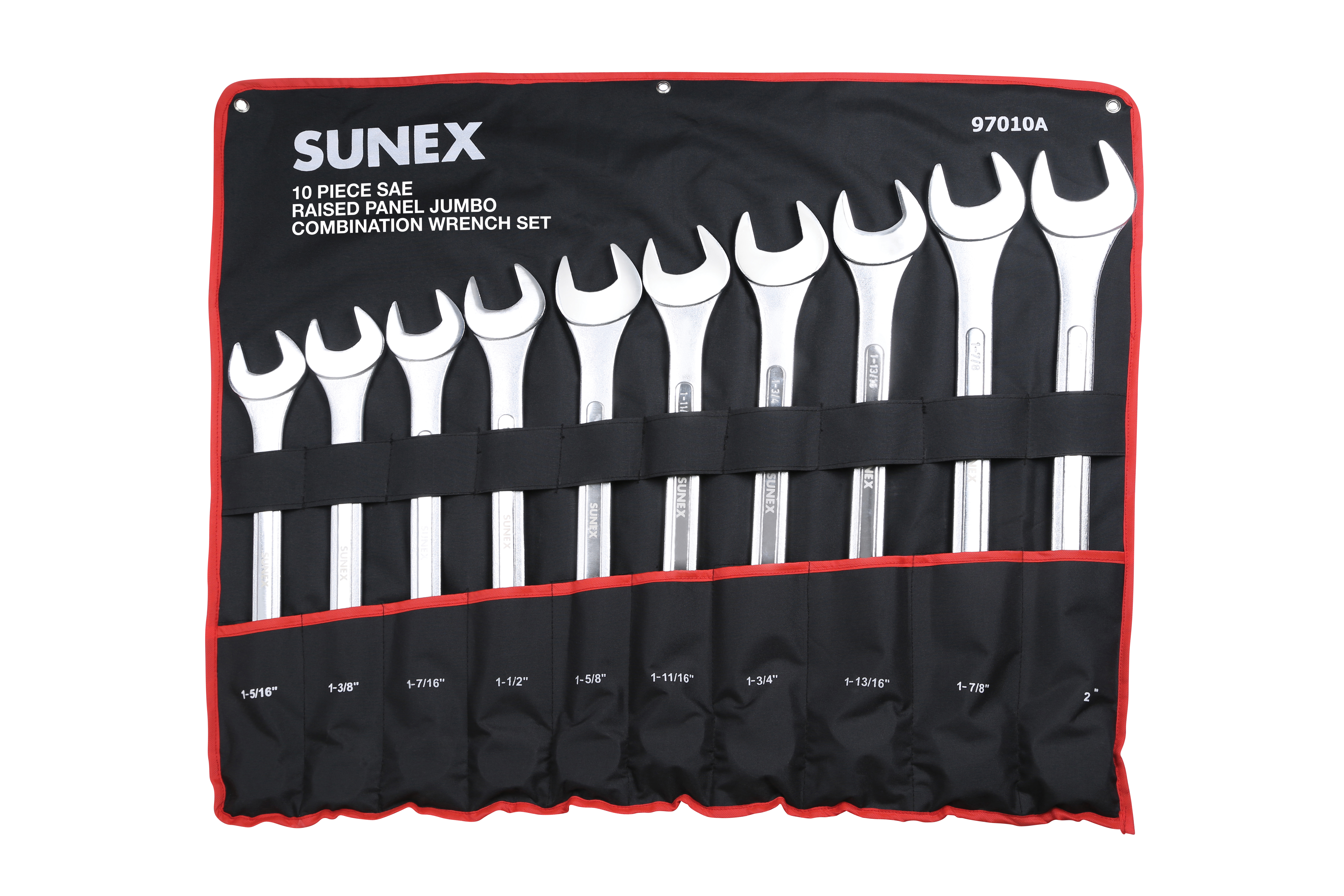 10 Piece SAE Raised Panel Jumbo Combination Wrench Set - Sunex Tools