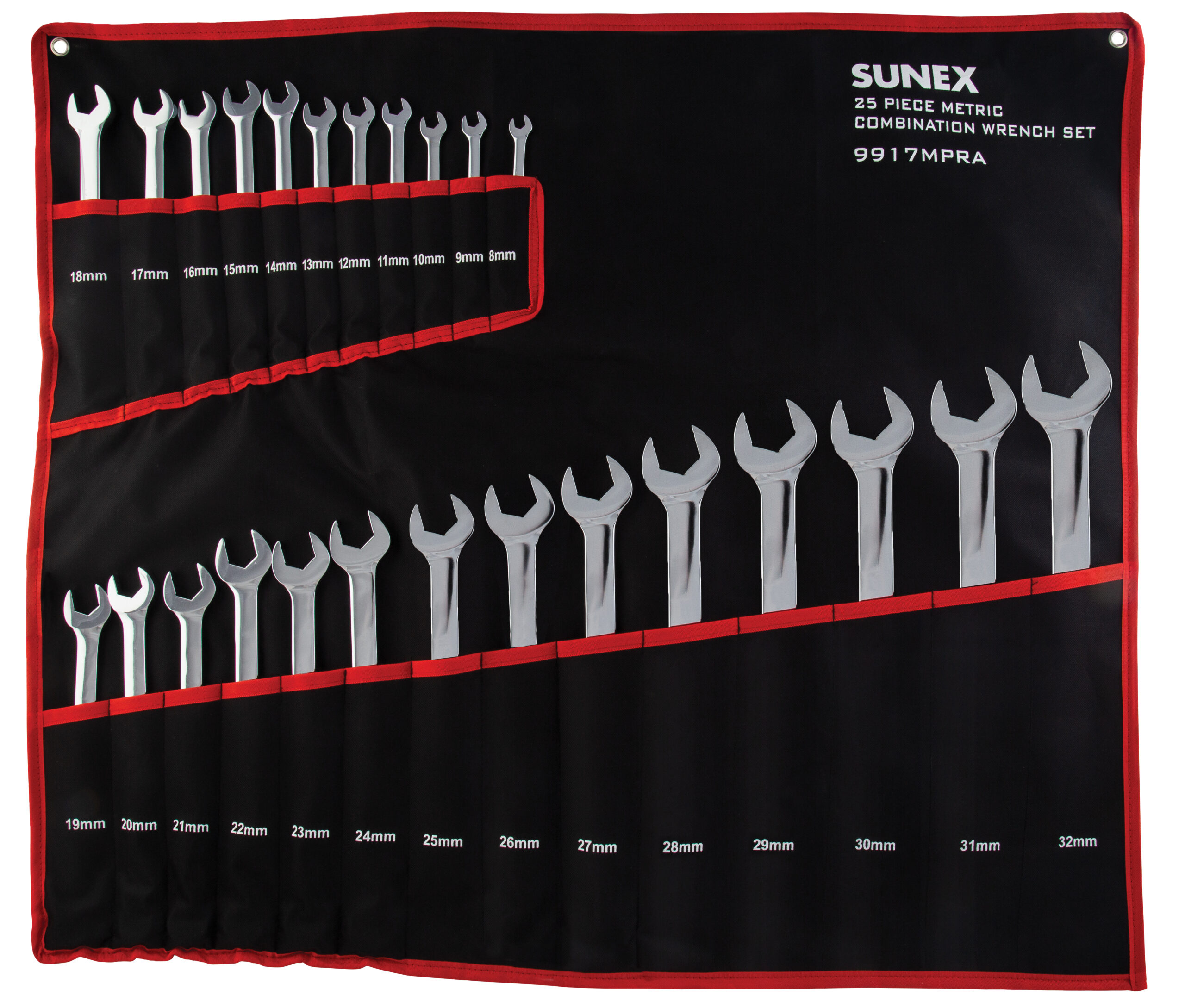 25 Piece Metric Full Polished V-Groove Combination Wrench Set
