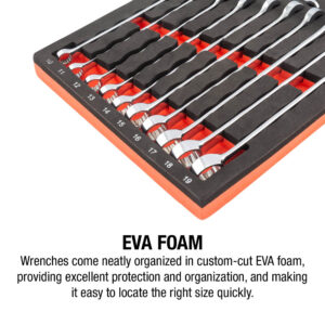 9911M - Metric 12 Point V-Groove Wrench Set in EVA Foam Tray 13 Piece Wrench Set
