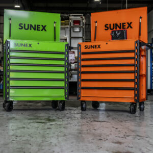 Premium Full Drawer Service Carts in Lime Green and Orange